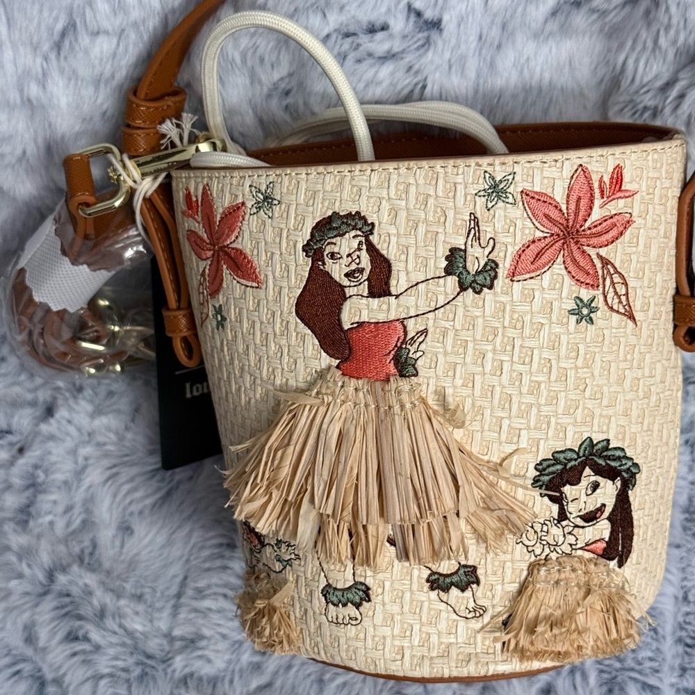Loungefly Disney Lilo & Stitch Hula Group Floral Bucket Crossbody Bag